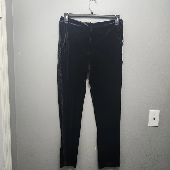 Draper james women's velvet fly front pants with side sequin size 10 bla… - Picture 5 of 13
